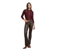 Toxik3 Jean droit en PU enduit mat pour femme, chocolat, 44