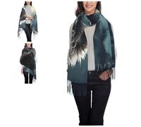 TOXOCMDKLE Écharpe à franges pour femme Shih Tzu - Écharpe d'hiver chaude pour robe de soirée, demoiselle d'honneur, mariage, Loup la nuit, taille unique