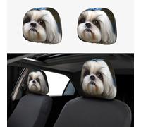 TOXOCMDKLE Lot de 2 housses respirantes pour appuie-tête de voiture Shih Tzu pour appuie-tête de voiture - Accessoires automobiles universels - Housse de protection anti-poussière