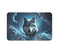 TOXOCMDKLE Tapis de porte antidérapant avec attrape-rêves loup 3D, lavable en machine, tapis d'entrée intérieur ou extérieur, tapis d'entrée imperméable, pour chambre à coucher, salle de bain, 80 x 49