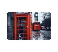 TOXOCMDKLE Tapis de porte antidérapant avec inscription « Welcome » - Motif anglais - Rétro - Londres - Lavable en machine - Pour intérieur et extérieur - Pour chambre à coucher et salle de bain - 80