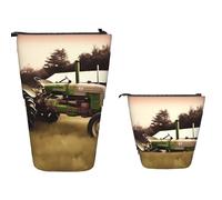 TOXOCMDKLE Trousse à crayons télescopique de grande capacité avec motif turquoise - Trousse de papeterie rétractable sur pied - Trousse de maquillage pour fournitures de bureau, Old Tractor Photo Farm