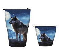 TOXOCMDKLE Trousse à crayons télescopique de grande capacité - Motif bateau de pirate - Trousse de papeterie rétractable sur pied - Trousse de maquillage pour fournitures de bureau, Wolfs_75800222