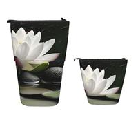TOXOCMDKLE Trousse à crayons télescopique de grande capacité - Motif bateau de pirate - Trousse de papeterie rétractable sur pied - Trousse de maquillage pour fournitures de bureau, Lotus et pierres