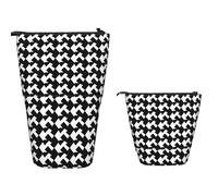 TOXOCMDKLE Trousse à crayons télescopique de grande capacité - Motif bateau de pirate - Trousse de papeterie rétractable sur pied - Trousse de maquillage pour fournitures de bureau, Pied-de-poule noir