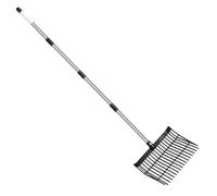 TOXYMHO Fourche à fumier, tête de rechange pour fourche à fumier - Fourche à fumier de cheval en plastique lourd avec tige d'extension épissée de 175 cm, fourche à long manche pour foin, compost