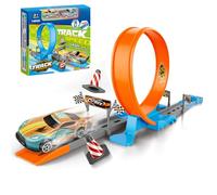 Toy Car Track, Boy Cars Race Track Sets 10.08x9.84 inches Learning and Creativity, 360 Degree Game Kit Fun Safe Play for Birthday Easter Travel Indoor Outdoor Home Party