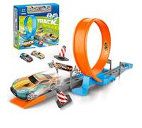 Toy Car Track Set, Construction Truck Vehicle and Tracks, 10.08x9.84x1.97 Inches Enhances Motor Skills & Creative Sport Builds, 360 Degree Wall-Climbing Game for Children Games, Birthday, Easter Party