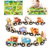 Toy for 2 years,Montessori Games 1 2 3 years old gift girl boy activity child 2-3-4 years wooden toy magnetic train farm animals educational game baby toys 1 year old fine motor skills gift idea
