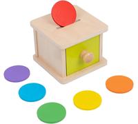 Toy from 1 year old,coin box door yellow/green Montessori Object Permanence Box Toys from 6 to 12 months and children from 1 to 2 years