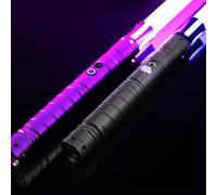 TOY Life Sabre lumineux de duel pour auteurs et enfants - Épée lumineuse RVB en métal avec lame éclairée par base - Économiseur de lumière Force FX - Sabre lumineux réaliste prêt au combat pour duel