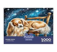 Toy Long-Haired Eared Dog Puzzles 1000 Pièces Cadeau Unique Jeu Éducatif Défi Jouet À De Qualité Supérieure Peinture Art pour Adultes Et Enfants À Partir De 14 Ans 70x50cm/1000pcs