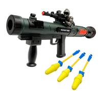 Toy Rocket Launcher Jouet RPG Gun avec 3 fusées en mousse, Light Up Rocket Launcher Gun pour enfants, son cool, vibration et effets LED, jouet militaire Bazooka pour garçon