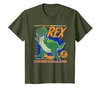 Toy Story 4 Rex Terrifying Dinosaur T-Shirt, Enfant, Olive, 2 ans