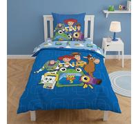 Toy Story 5 Parure de Lit Enfant - Housse de Couette 140x200 cm, Taie d'oreiller 65x65 cm et Drap Housse 90x200 cm - Motif Pal Patrol Woody Buzz Jessie - 52% Coton 48% Polyester - Bleu