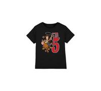 Toy Story Birthday Woody I'm 5 Unisex Kids T Shirt, Noir, 7-8 Ans Garçon