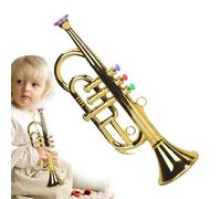 Toy Trumpet For Kids 12x9x34cm, ABS Simulated Musical Instrument With 3 Notes, Portable Educational Brass Toy For Boys And Girls Pretend Play Music Equipment, Realistic Mini Trumpet F́or Early Learnin