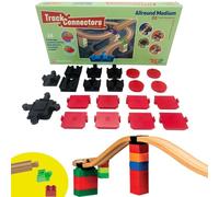 TOY2 Allround Lot de 20 connecteurs de Voie de Train Jouets compatibles avec Brio & Duplo | Kit avec 6 connecteurs différents | Ensemble de connecteurs de Rail en Bois Durable