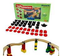 TOY2 Allround Lot de 41 connecteurs de Voie de Train Jouets compatibles avec Brio & Duplo | Kit avec 6 connecteurs différents | Ensemble de connecteurs de Rail en Bois Durable