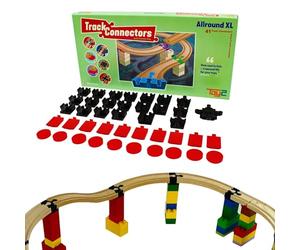 TOY2 Allround Lot de 41 connecteurs de Voie de Train Jouets compatibles avec Brio & Duplo | Kit avec 6 connecteurs différents | Ensemble de connecteurs de Rail en Bois Durable