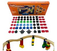 TOY2 Engineer Kit de Construction | 64 Connecteurs de Voie de Train Jouets compatibles avec Brio & Duplo | Kit avec connecteurs de Rail | Ensemble de connecteurs de Rail en Bois Durable