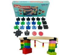 TOY2 Kit de Construction | 22 connecteurs de Voie de Train Jouets compatibles avec Brio & Duplo | Kit avec 5 connecteurs de Rail différents | Ensemble de connecteurs de Rail en Bois Durable