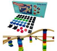TOY2 Kit de Construction | 44 Connecteurs de Voie de Train Jouets compatibles avec Brio & Duplo | Kit avec 5 connecteurs de Rail différents | Ensemble de connecteurs de Rail en Bois Durable