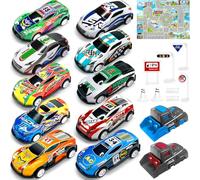 TOYABI Coffret Petite Voiture Enfant, 10 Petites Voitures Jouets avec | Catapulte et Tapis de Jeu, Lot Voiture Miniature en Métal 1/64, Mini Cars, Véhicules à Friction Pour Enfants 3 4 5 6 7 8 Ans