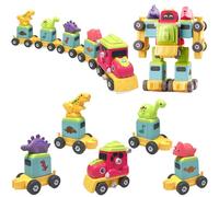 TOYABI Dinosaure Jouet, 5 en 2, Voiture T. Rex, Voiture Stegosaurus, Voiture Triceratops, combinables en Robot Dinosaure et Train Ginosaure, Cadeau pour Filles et Garçons 3 4 5 6 Ans