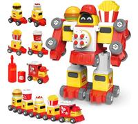 TOYABI Train Enfant, 5 en 2, Voiture Frites françaises, Voiture Coca, Voiture Burger, combinables en Transformers Jouets et Train Jouet, Fun Cadeau pour Filles et Garçons 3 4 5 6 Ans