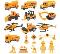 TOYABI Voiture Enfant, Vehicule Chantier Enfant, 18 véhicules de Construction incluant Benne, Avion, Barrage Routier, etc. Voitures en Alliage pour garçons & Filles dès 3 Ans