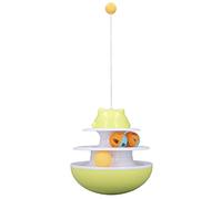 Toyage de Platine de Chat interactif 2 Niveau | Double Piste avec Balle roulante et Catnip | Jouet de Puzzle pour Chatons/Chats Adultes | Strong Abs Material, 18,3 x 7,5 Pouces (Yellow)