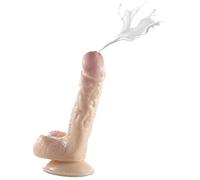 ToyAmour - Godemiché Cummy 21 cm - Réaliste - Avec gland et ventouse - En forme de dong à deux couches - Flexible - Étanche - Avec effet éjaculateur - T1121