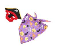 TOYANDONA 1 Ensemble Costume Halloween pour Chat Ensemble de Bandana et Chapeau Pirate Déguisement Chic pour Fête Halloween Accessoires Animaux de Compagnie Décoration Unique pour