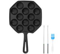 TOYANDONA 1 ensemble de plaques de cuisson en fer pour Takoyaki - Antiadhésives 12 trous pour boulettes de viande de poulpe, poêle à griller pour poulpe, plat à escargots, plateau de rôtissage