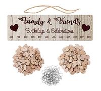 TOYANDONA 1 Ensemble En Bois Famille Amis D anniversaire Calendrier avec Des Étiquettes Mur En Bois Suspendus Rappel D anniversaire Conseil D anniversaire Plaque Signe