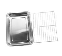 TOYANDONA 1 Ensemble Plateau de Drainage Huile Acier Inoxydable Plateau Rectangulaire pour Snacks Fruits et Desserts Durable et Sain