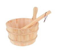 TOYANDONA 1 Ensemble Seau en Bois Cuillère en Bois Lumière Accessoires Kit Seau Et Louche pour Sauna Seau De Sauna Trousse Salle De Bains Kit Spa-Sauna Sauna Extérieur Seau De Bain Jaune