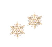 TOYANDONA 1 Paire de Boucles D’oreilles Goujons Flocon de Neige en Perles Dorées, Bijoux D’oreilles Colorés pour Femmes, Accessoires pour Dîner, Banquet ou Remise de Diplôme