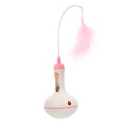TOYANDONA 1 Pièce Interactif pour Chat Forme de Toupie avec Plume et Cloche Stimule Instinct de Chasse pour Jeu Autonome Intérieur Couleur Rose Renforce Lien Entre Chat et