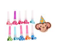 TOYANDONA 10 ensembles Sifflets de Fête avec Blowouts Musicaux Accessoires Danniversaire Garçon Fille Décorations de Fête Thème Singe