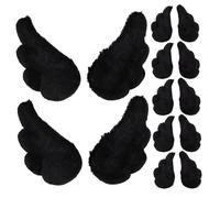 TOYANDONA 10 Paires Poupée accessoires de cheveux appliques d'aile d'ange patchs d'ailes pour le bricolage décoration murale d'aile patch aile d'ange applique aile d'ange Peluche Noir