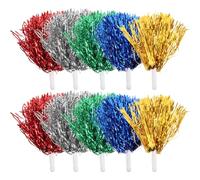 TOYANDONA 10 Pièces Pompons de Cheerleader à Manche Réutilisables pour Événements Danse et Spectacles Accessoires de Performance Vert Bleu