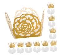 TOYANDONA 100 Caissettes en Papier Cuisson Dentelle Rose pour Chocolats Truffés et Muffins 50 Blanches 50 Or Brillant, Moules à Pâtisserie Décoratifs pour Mariage, Fête et Présentation