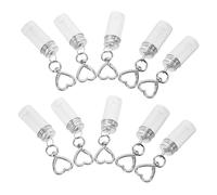 TOYANDONA 10pièces Lot de Mini Bouteilles Verre Porte-clés Bocal à Souhaits Couvercle Boucle Forme De Cœur Petits Pots Transparents Bouteilles à Message Pendentifs Breloques pour