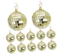 TOYANDONA 12 Boules Disco Miroir en Verre 6 CM Dorées Décorations à Suspendre pour Sapin de Noël Mini Boules Disco pour Fête et Photographie