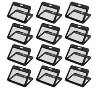 TOYANDONA 12 étuis à badge rigides en plastique noir avec rabat double face, format horizontal, conçus pour divers environnements professionnels et scolaires, identification rapide