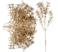 TOYANDONA 12 Pièces de Branches Décoratives Artificielles Paillettes Dorées 5 Branches de Style Eucalyptus Décoration pour Noël Couronnes et Vases Accessoires Festifs Scintillants pour