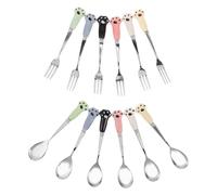 TOYANDONA 12 Pièces Kit d'alimentation pour Animaux de Compagnie Cuillères Doseuses et Fourchettes en Acier Inoxydable Manches Longs Antidérapants Couleurs Variées - Ustensiles Pratiques