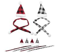 TOYANDONA 12 pièces Lot de Mini Bonnets et Écharpes de Noël à Carreaux Accessoires Légers pour Décorations DIY Ornements pour Sapin et Figurines Assortiment pour Fêtes